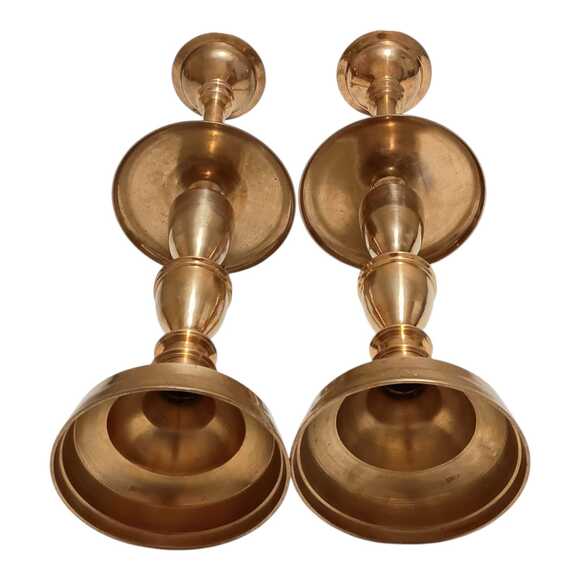 Solid Brass Pricket Candlesticks Set of 218" Tall Patinated Spike Candle Holders - Picture 3 of 8